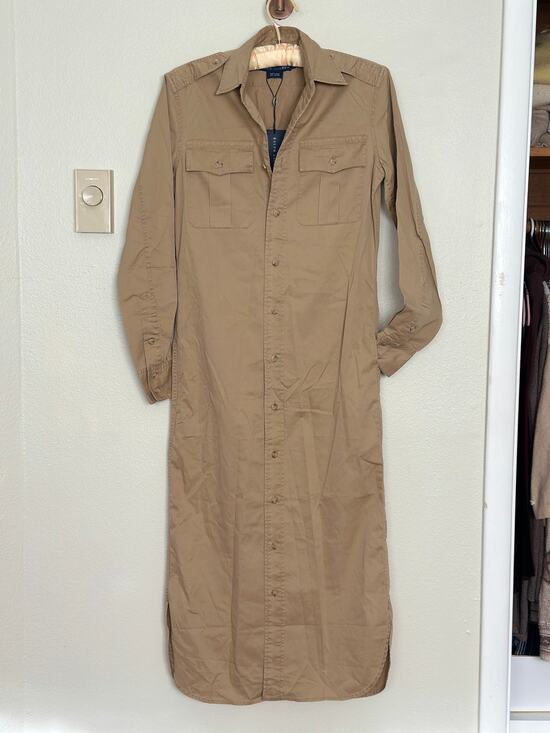 Ralph Lauren Dresses & Skirts - NWT Vintage Ralph Lauren Desert Explorer Maxi Dress Button Up Long Sleeve Tan